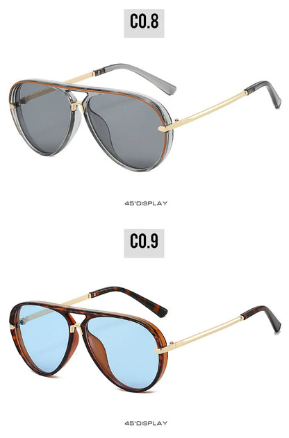 Trendy Oversized Pilot Sunglasses Women Men Vintage Retro Classic Designer Sun Glasses UV400 Protection Fashion Ladies Shades