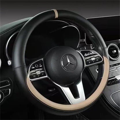 Full Leather Universal Car Steering Wheel Cover Breathable Anti Slip Car Decoration 37-38cm Steering Wheel Cover Accessories