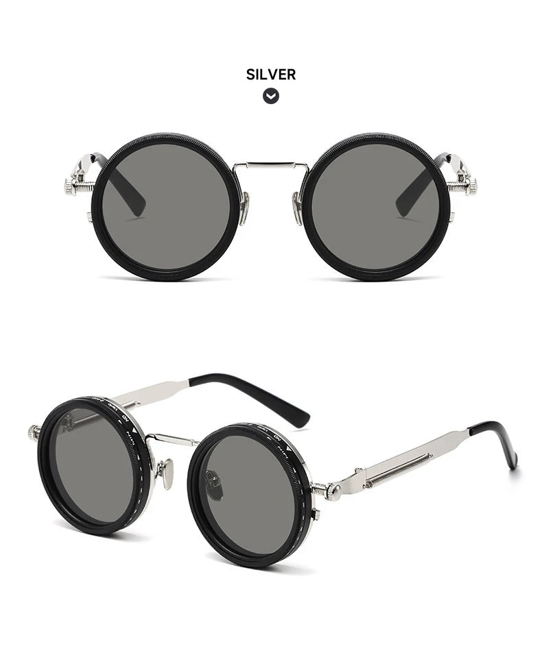 ND Dimming Glasses Polarized Sunglasses Men Women Round Retro Punk Driving Eyeglasses Outdoor Shades UV400 Adjustable Eyewear