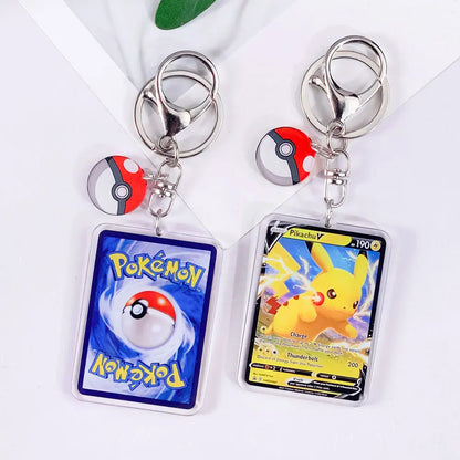 Pokémon Card Cute Acrylic Car Keychain Accessories Pikachu Charizard Gengar EeveeBag Charm Backpack Pendant Gifts For Friends