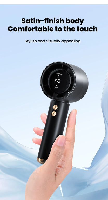 New Mini Handheld Fan USB Fast Charging Portable Silent High-speed Led Display High Wind Power Fan For Travel Outdoor Activities