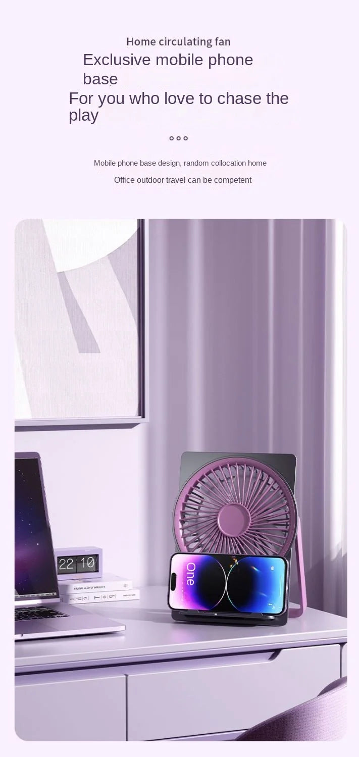 Ultra-thin Desktop Fan Digital Display USB Charging Strong Wind Portable Silent Card Style Fan Dormitory Office Summer Small Fan
