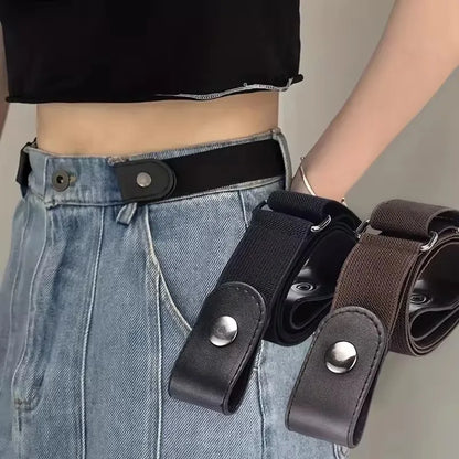 2pcs Set No Buckle Elastic Belt for Women Men Unisex Stretch Belt for Pants Jeans Casual Buckle Free Adjustable Invisible Belts