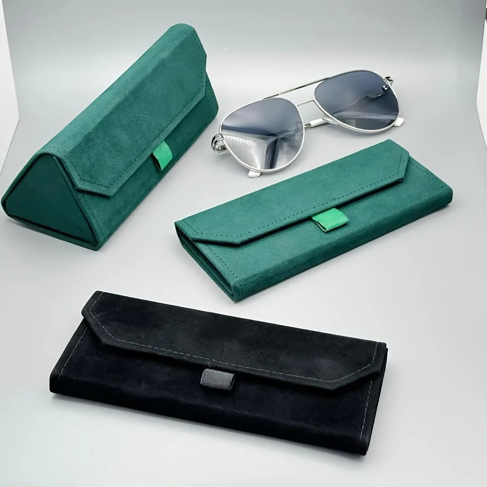 1pc Velvet Triangle Folding Glasses Women Case Elegant Sunglasses Case Purse Hard Men Soft Elegant Reading Glasses Box Glasses C
