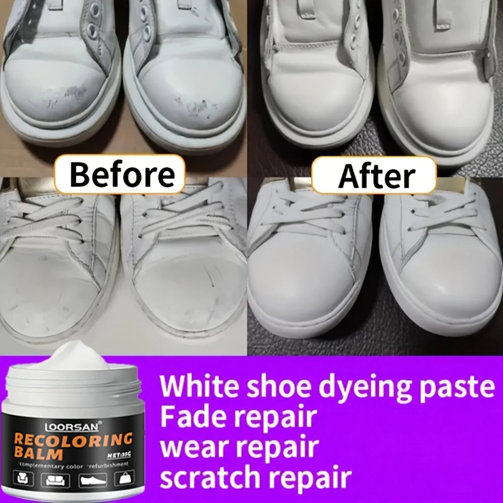 LOORSAN New White Shoe Edge Restorer 35g - Professional Shoe Repair Cream for Sneakers, Boots, Leather, Easy Apply Color Fix