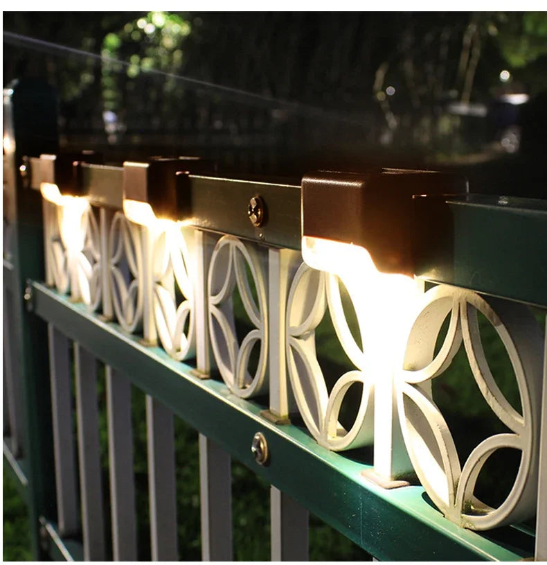 1~12PCS Solar Deck Light Outdoor IP65 Waterproof Solar Power Garden Lamps for Railing Stairs Step Fence Yard Patio Pathway