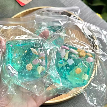 Blue Maltose Squishy Block Cute Mochi Anti Stress Fidget Soft Simulated Bule Transparent Ball Quick-rebound Decompression Gift