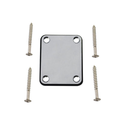 1Set  Bass Guitar Neck Plate,Electric Guitar Neck Joint Connecting Strengthen Plate with Plastic Back Plate & Mounting Screws
