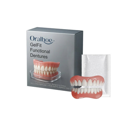 Silicone Dentures  Full Set Soft Safety Easy to Use Perfect Fit Oral Improve Tooth Loss Broken Temporary Denture Kit CK848-LJX