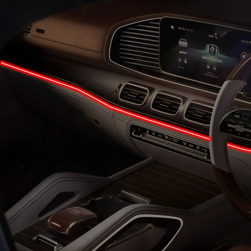Car Interior Atmosphere Light, RGB LED Light Strip Neon Invisible Light USB Fiber Optic Ambient Lamp Support APP Control