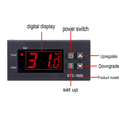 STC-1000 Digital Temperature Controller Thermostat Thermoregulator Incubator Relay Heating Cooling STC 1000 12V 220V STC1000