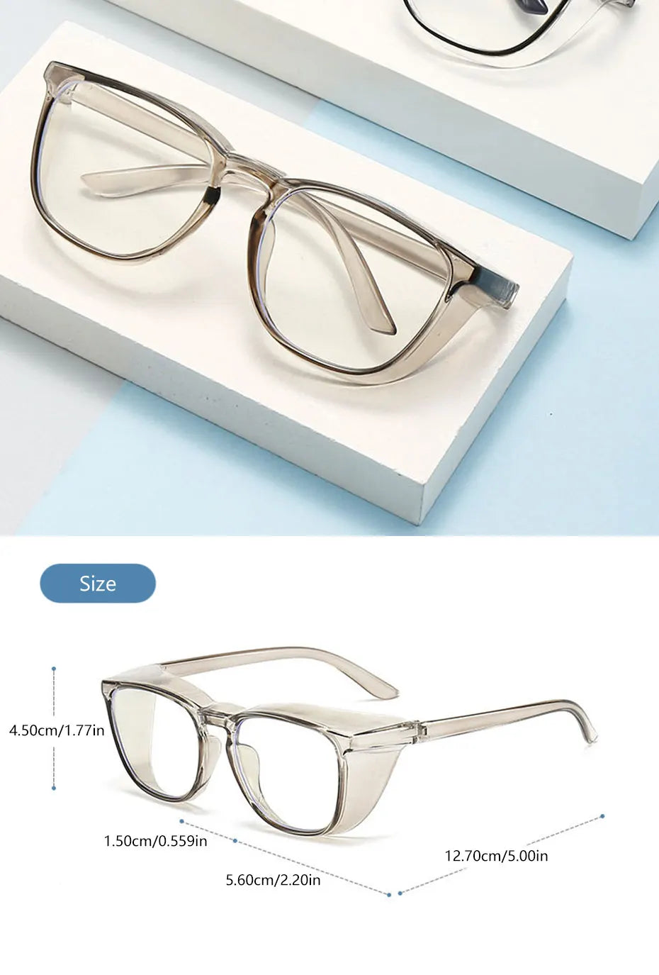 SEAMETAL Anti Blue Light Glasses Lightweight PC Frames Square Clear Lens Glasses Anti Pollen Safety Goggles Eyewear Accessories