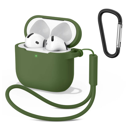 Soft Silicone Cases For Apple Airpods 4 Wireless Bluetooth Headset Cover For Air Pods 4 Protective Case With Lanyard Carabiner