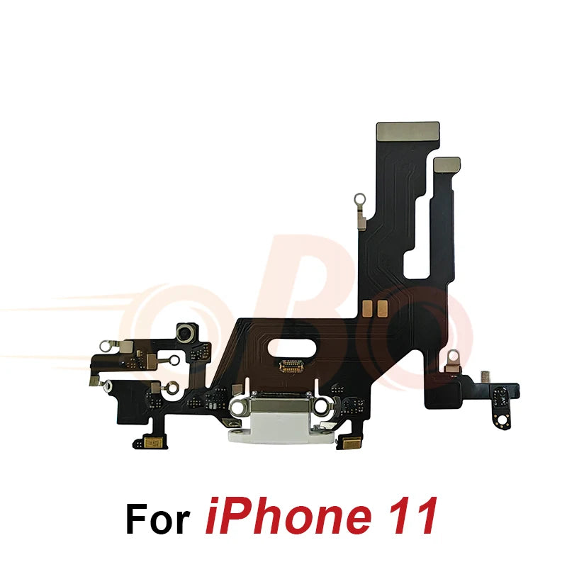Charging Port Flex Cable for iPhone 11 12 13 Pro Max Mini Black White USB Charger Dock Connector with Microphone Repair (1PC)
