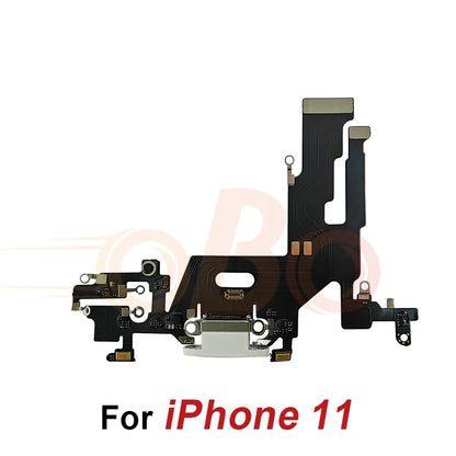 Charging Port Flex Cable for iPhone 11 12 13 Pro Max Mini Black White USB Charger Dock Connector with Microphone Repair (1PC)