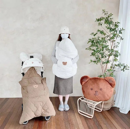 Hooded Blanket for Baby Stroller Newborn Swaddle Wrap Warm Baby Carrier Sling Cover Infant Cloak Cape Sleeping Quilt 80*85cm