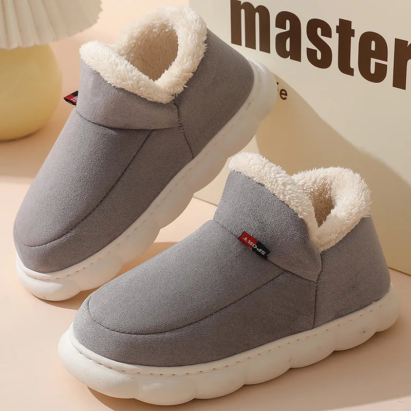 Shevalues Fashion Fur Slippers For Women Men Winter Warm ankles Cozy Furry Slides Home Indoor Soft Sole Plush Slides Cotton Shoe