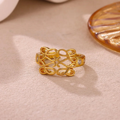 Fashion Geometry Vine Zirconia Rings For Women Luxury Gold Color Shiny Anillos Party Wedding Romantic Jewelry Her Gift Ring