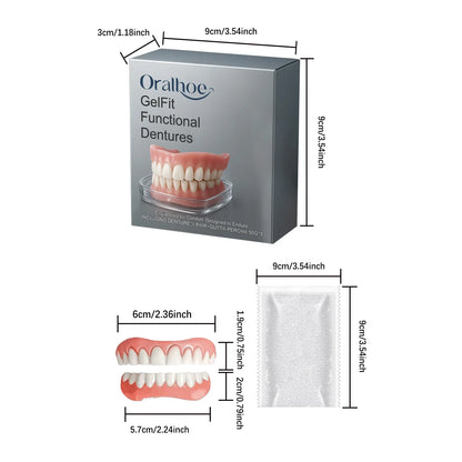 Silicone Dentures  Full Set Soft Safety Easy to Use Perfect Fit Oral Improve Tooth Loss Broken Temporary Denture Kit CK848-LJX