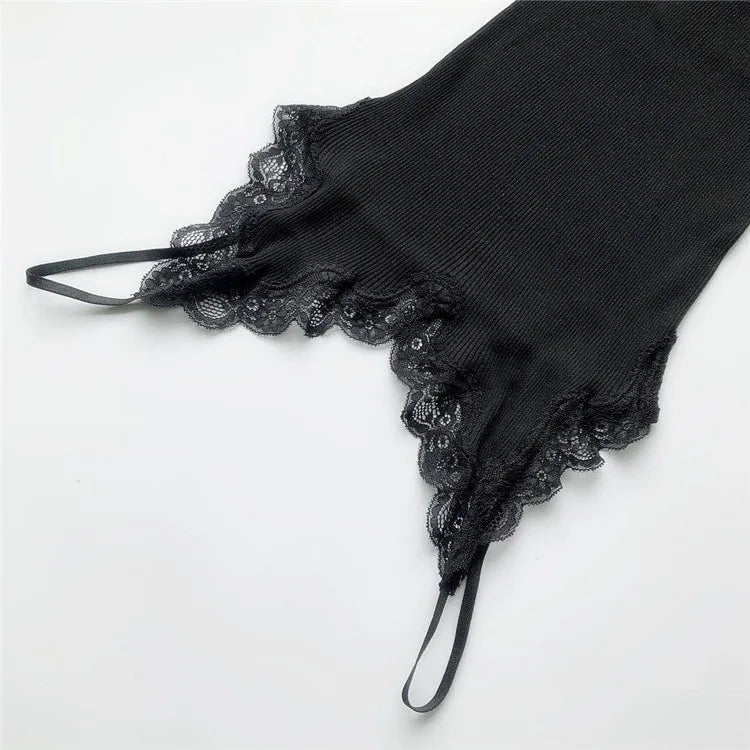 Birdtree 70% Silk 30% Cotton Lace Camisole Women Knit Tank Top Spaghetti Strap Elastic Slim Basic Sleepwear Vest Summer T35701C