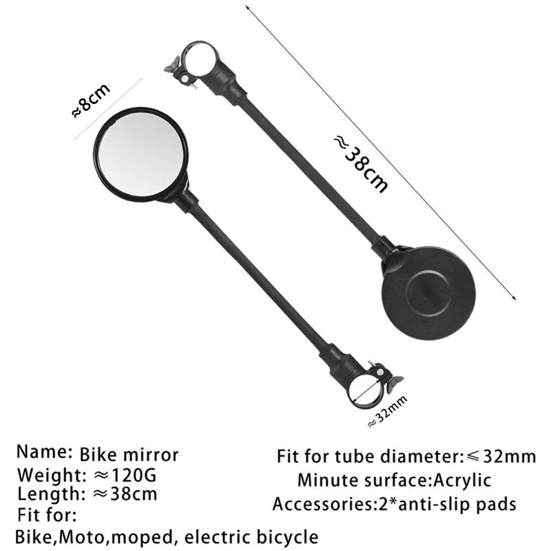 1PC Bicycle Rearview Handlebar Mirrors 360 for Mountain Road Bike Motorcycle Bendable Hose Adjustable Rearview Mirror