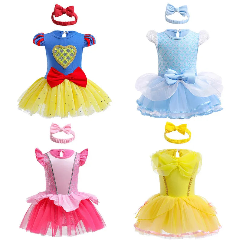Baby Romper TUTU Dress With Headband Infant Baby Princess Girl Clothes Size 3-18M Cute Design Baby Dress Party Costumes
