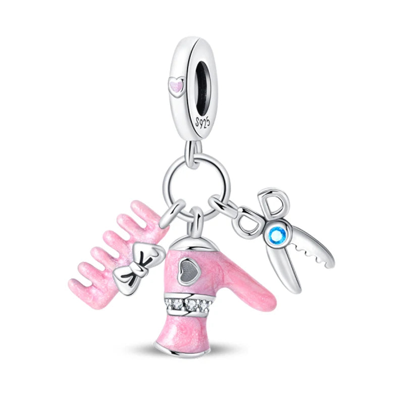 925 Sterling Silver Tailor Sewing Machine Telephone Alarm Clock Charms Pendants Fit 925 Original Bracelets DIY Jewelry