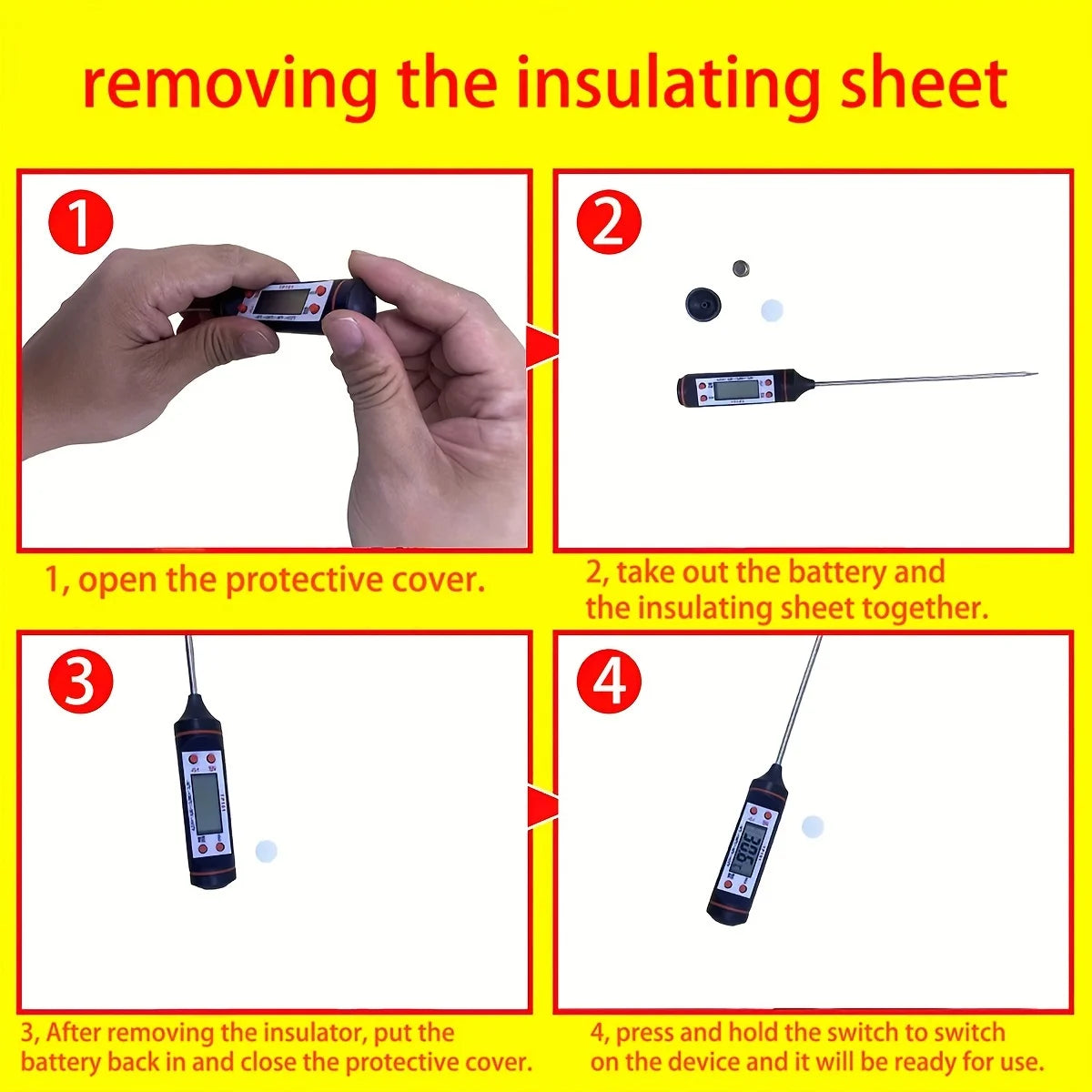 Digital Meat Thermometer with Food Cooking BBQ Probe for Water Milk Oil Oven Temperature Measurement, Digital with 0.1 Accuracy