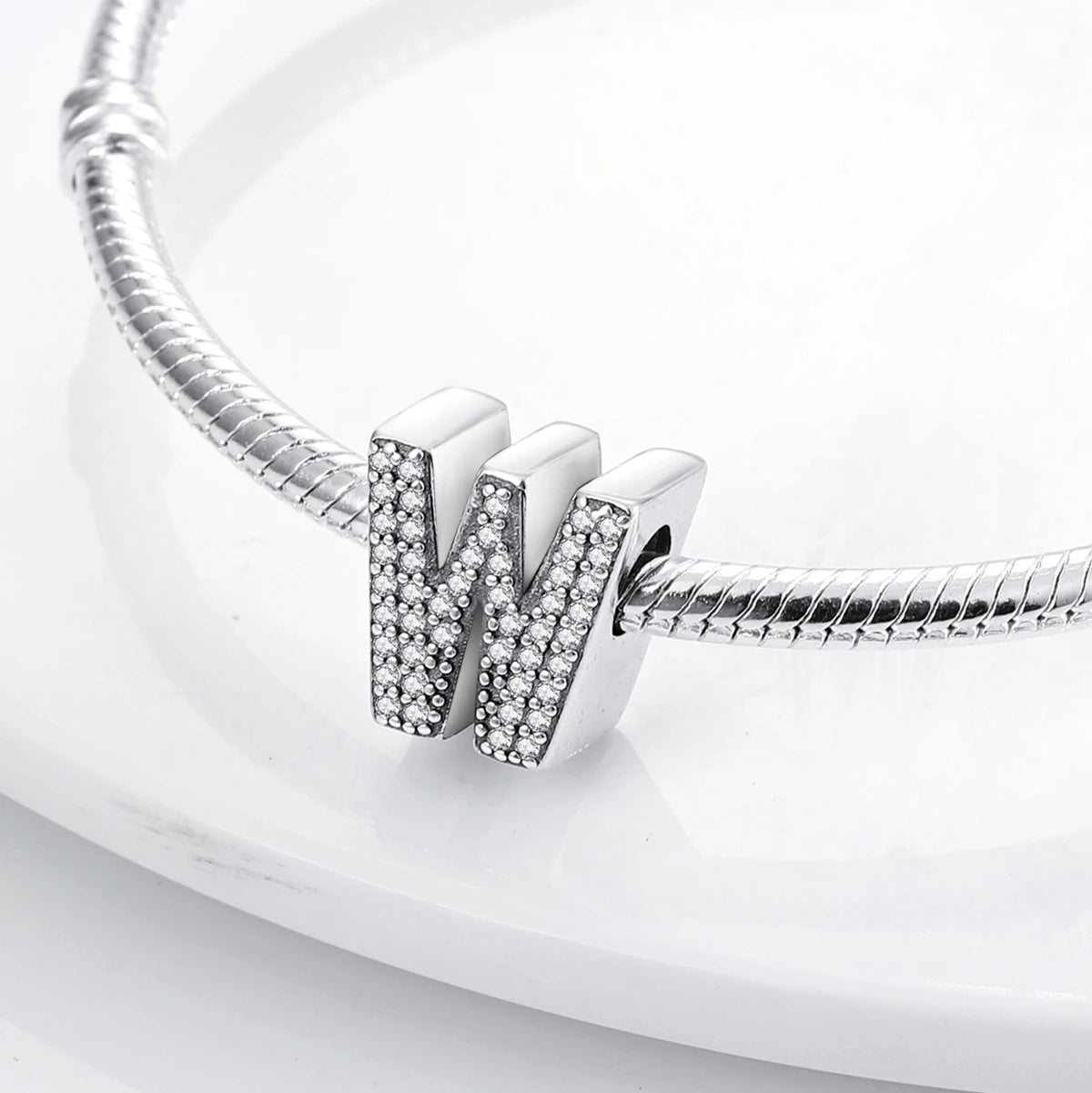 Original 925 Sterling Silver 26 Alphabet Letters Sparkling Zircon Charms Pendant Beads For Women Fine DIY Birthday Jewelry Gifts