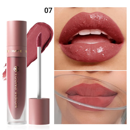 8 Color Nude Brown Matte Liquid Lipstick Velvet Sexy Dark Red Lip Glaze Non-stick Cup Not Easy To Fade Lip Gloss Lipstick Makeup
