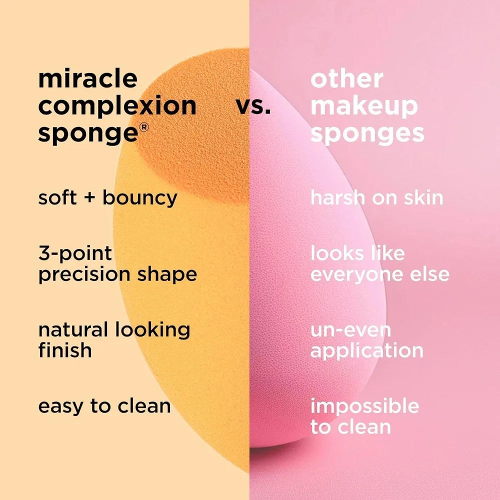Real Techniques Skin Sponge, Makeup Blender, Liquid Base & Cream, Professional Makeup Tool Without Stripes, 4 Free Units