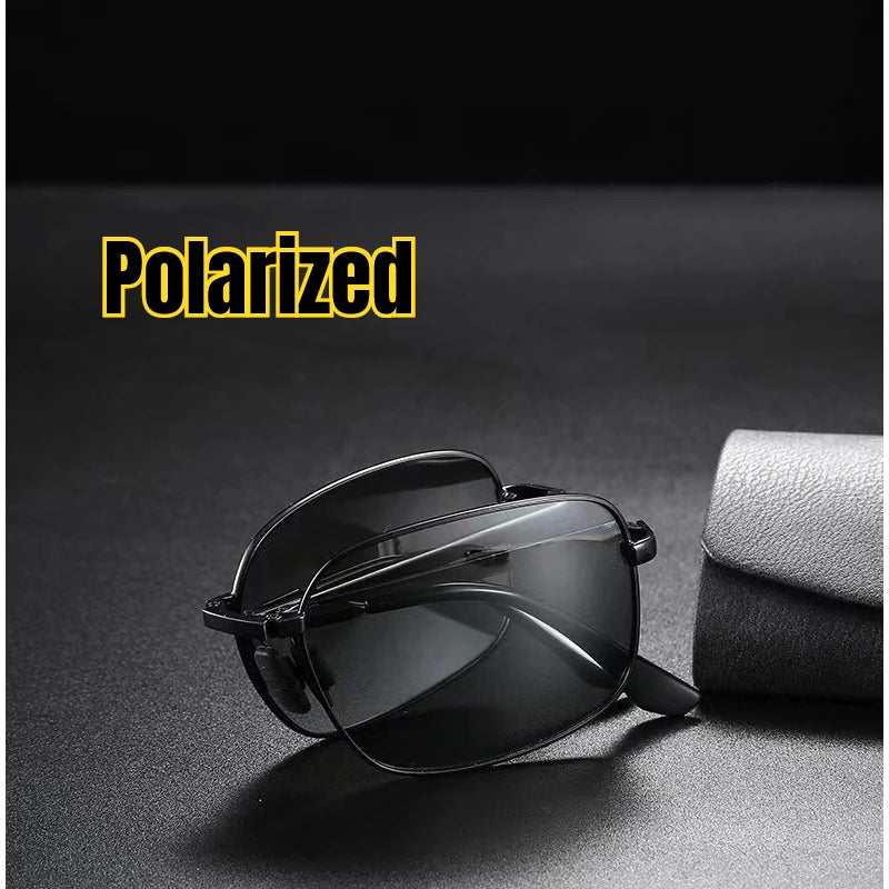 Fashion Foldable Polarized Sunglasses Vintage Men Women High-quality Photochromic Portable Folding Metal Frame Glasses UV400