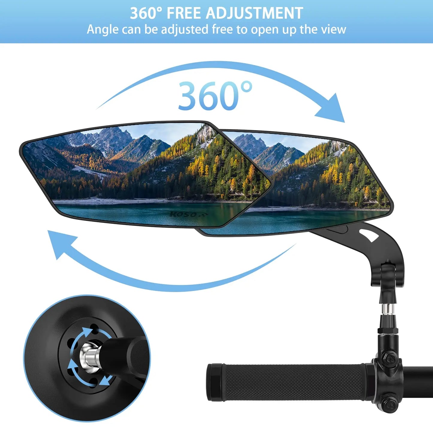 DOMEN Bicycle Rearview Wide-Angle Mirror Cycling 360° Rotate Road Bike Handlebar Rear View Mirrors Bike Accessories