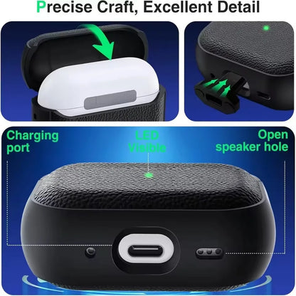 Earphone Case for AirPods Pro3 Leather-Texture TPU Shockproof Protective Cover with Keychain for Apple Airpods Pro 3nd Gen