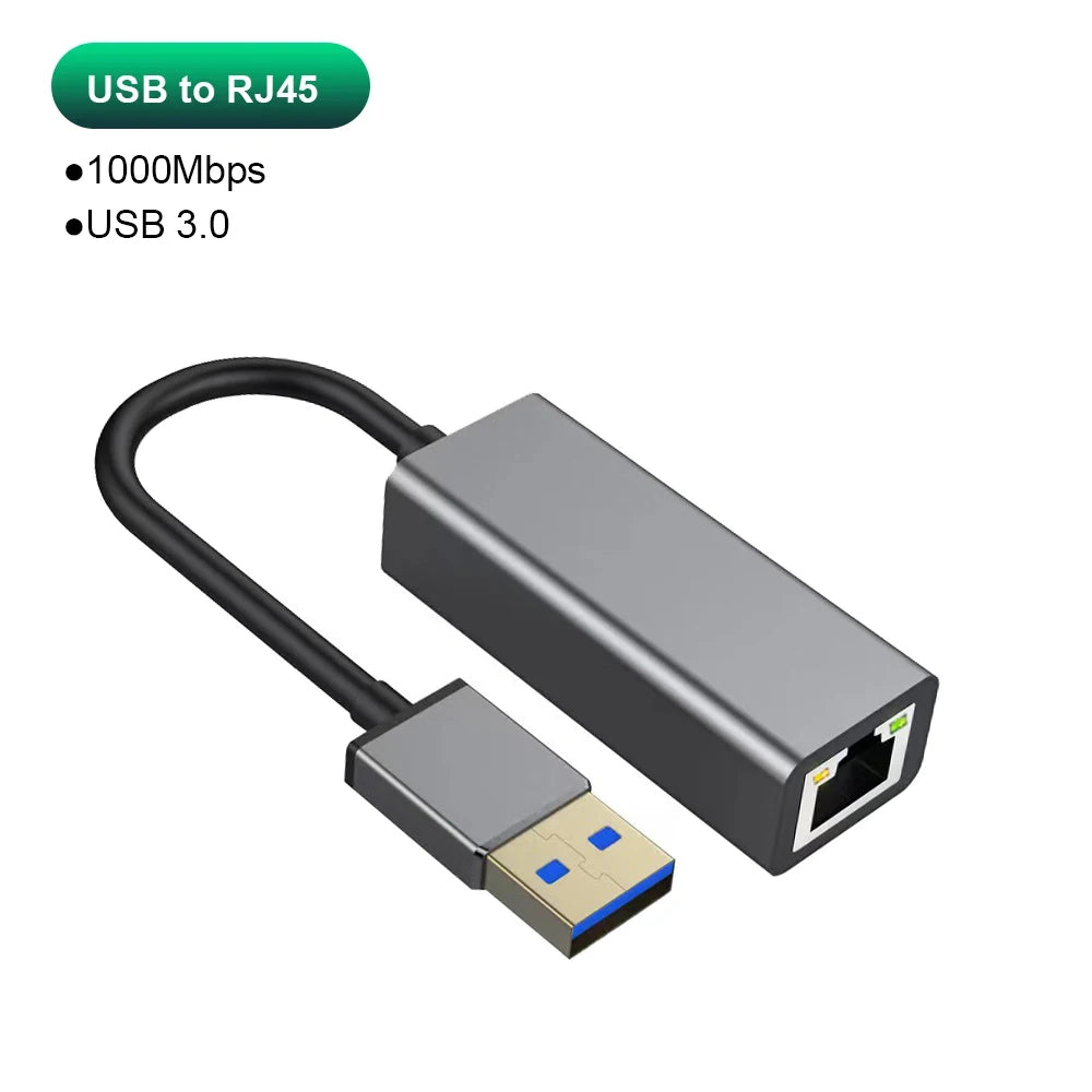 USB Type C Ethernet Adapter 1000Mbps USB 3.0 RJ45 Network Card  For MacBook PC Windows XP 7 8 10 Android USB Lan Internet Cable