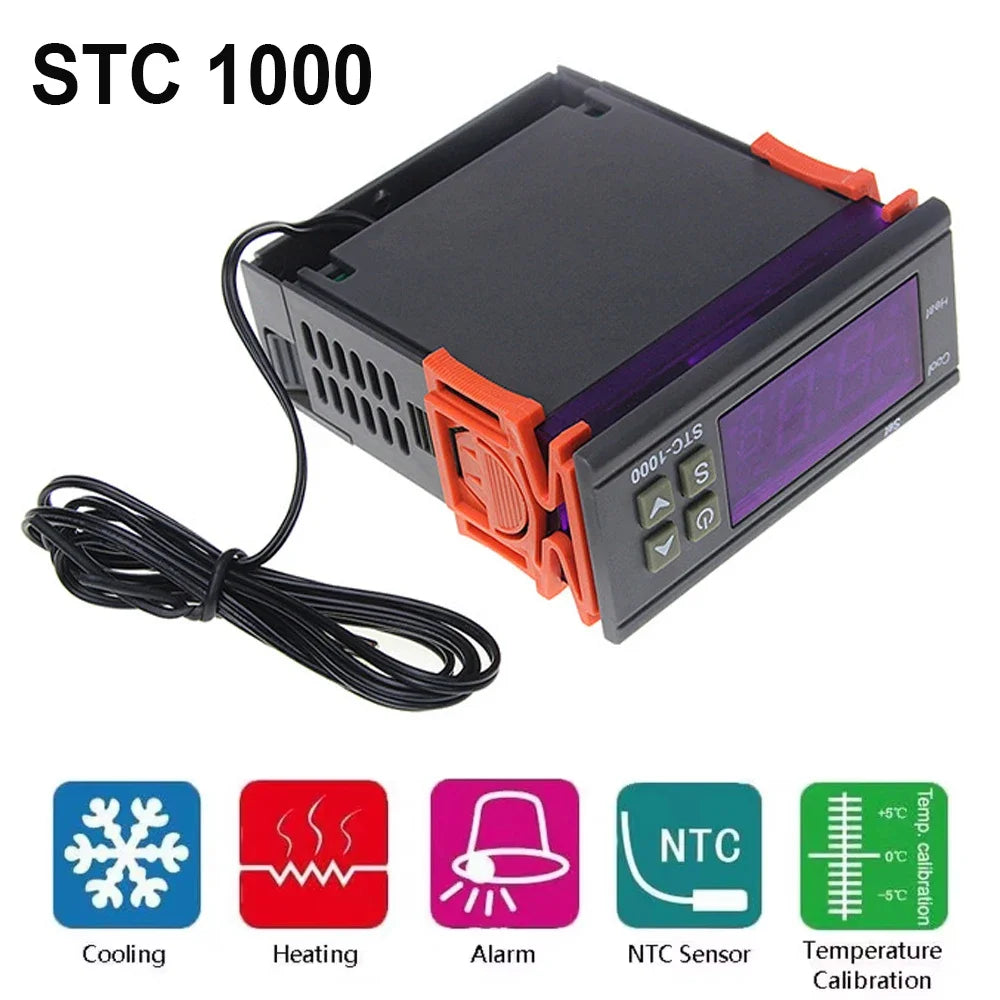 1PC LED Digital Temperature Controller, Thermostat, Thermoregulator, Incubator Relay, Heating and Cooling 12 V 24V 220V STC-1000
