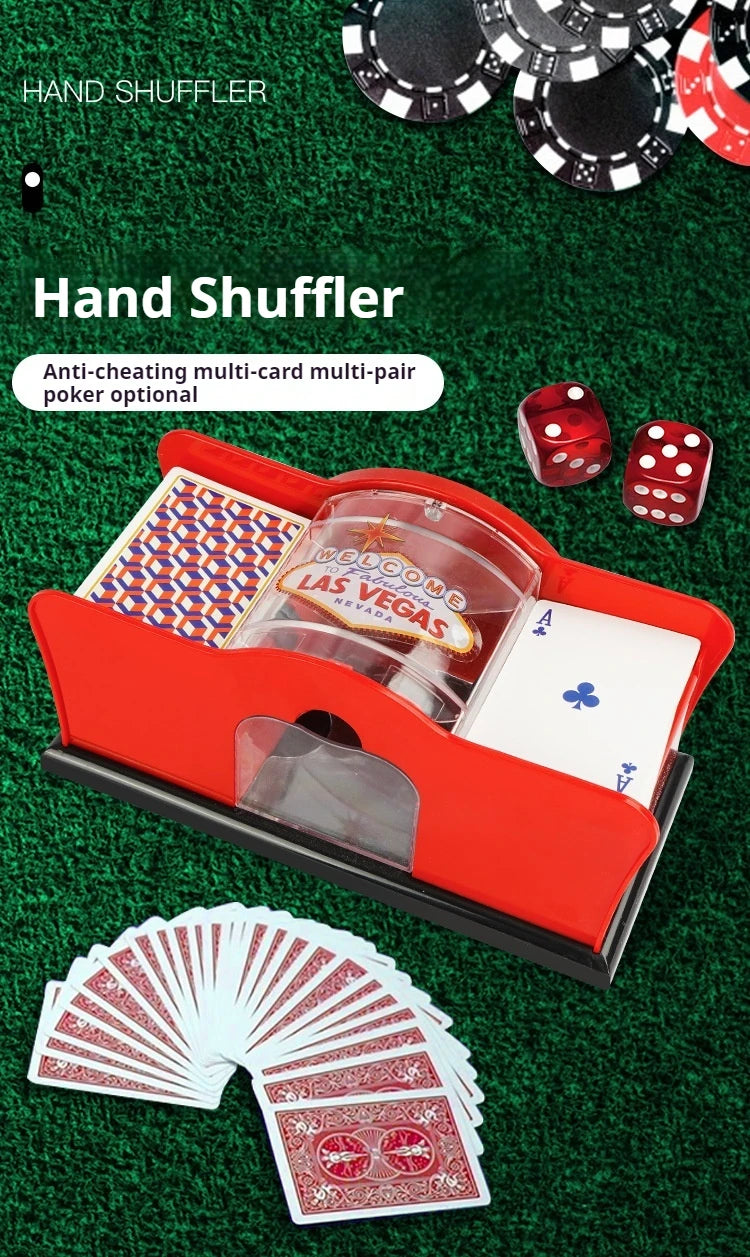 Red/Black Manual Card Shuffler 2 Deck with Hand Crank, Card Shuffler for Blackjack, UNO, Poker, Playing Card Dealer Machine