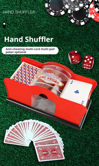Red/Black Manual Card Shuffler 2 Deck with Hand Crank, Card Shuffler for Blackjack, UNO, Poker, Playing Card Dealer Machine