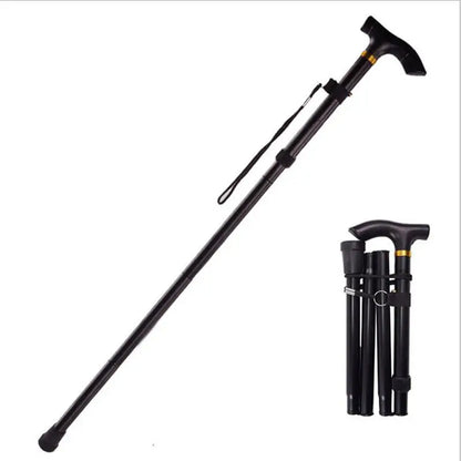 Telescopic Walking Stick Outdoor Hiking Trekking Poles Aluminum Alloy Metal Folding Cane Crutches Pole For Elderly People