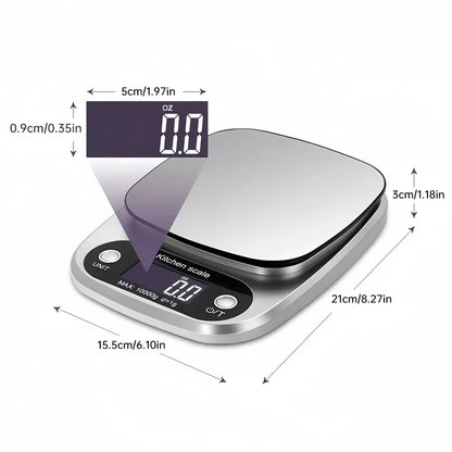 Digital Kitchen Scale Stainless Steel LCD Electronic Food Scale Jewelry Coffee Baking Portable High-quality Kitchen Tool 10kg/1g