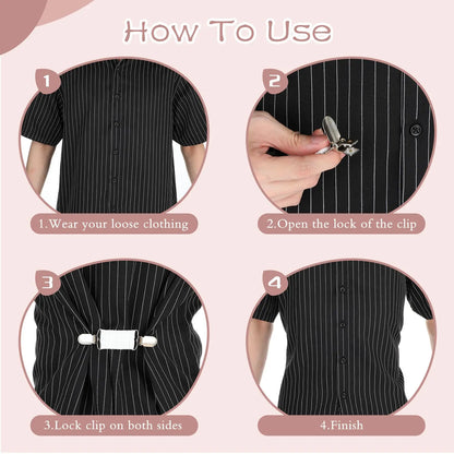 Adjustable Back Cinch Clips - Waist Cincher/Sweater/Shawl Clips for Women, Seamless Elastic Tightener