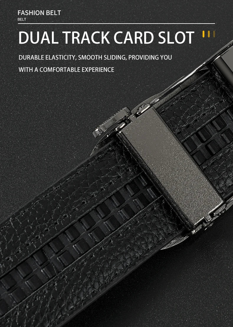 High Quality 3.4cm Leather Business Men High-Quality Designer Male Buckle Strap Jeans Accessory