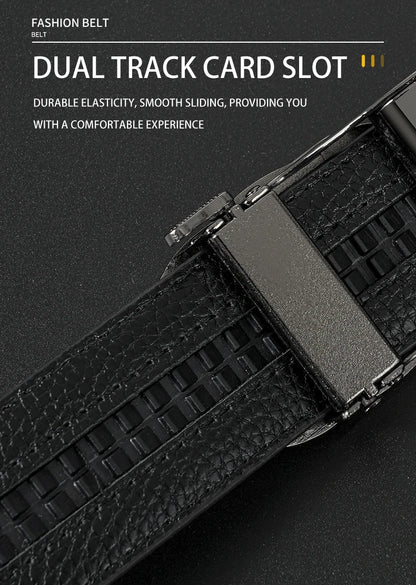 High Quality 3.4cm Leather Business Men High-Quality Designer Male Buckle Strap Jeans Accessory