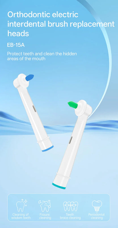 Compatible with Oral B Electric Toothbrush Brush Heads 2Pcs, Interdental Gap Cleaning Replacement Toothbrush Refill Heads