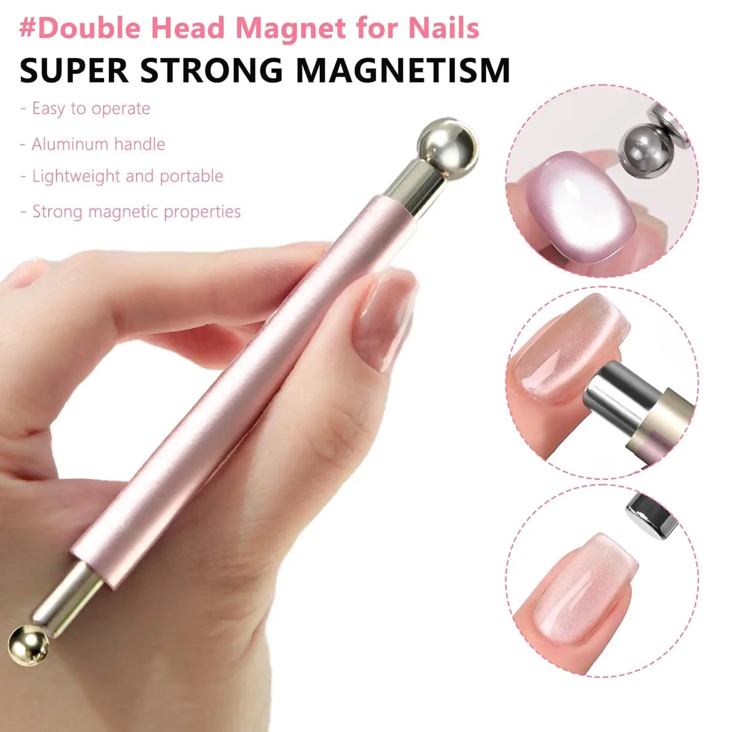 1/2Pcs Nail Cat Eye Magnetic Ball With Nail Magnetic Stick Tool Set Double-head Strong Magnet Pen 3D Cat Eye Gel Nail Supplies