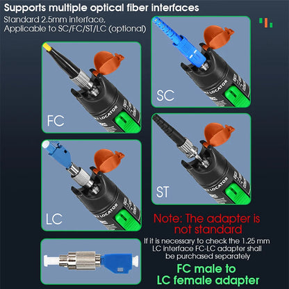 FTTH 30mW Visual Fault Locator Optical Fiber Cable Testrer Pen Style VFL 2.5mm Interface (SC/FC/ST) VFL Fiber Optic Tester Tool