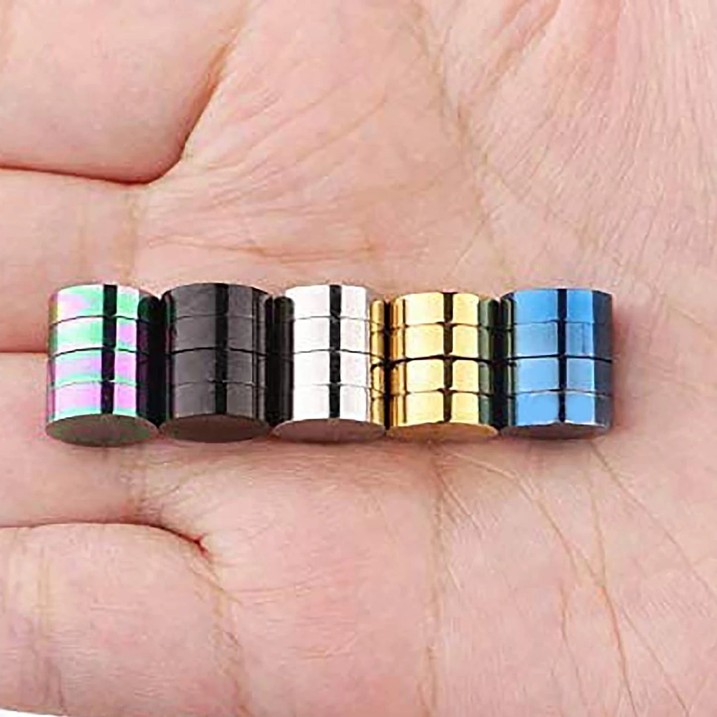 1 Pair 6-12mm Black Stainless Steel Hypoallergenic Magnetic Fake Gauges Earring Studs for Men Women Non Pierced Earrings