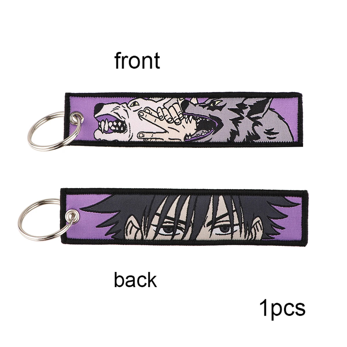 Anime Satoru Gojo Geto Suguru Embroidery Key Fobs Japanese Manga Key Tag Keychain Key Ring Backpack Chaveiro