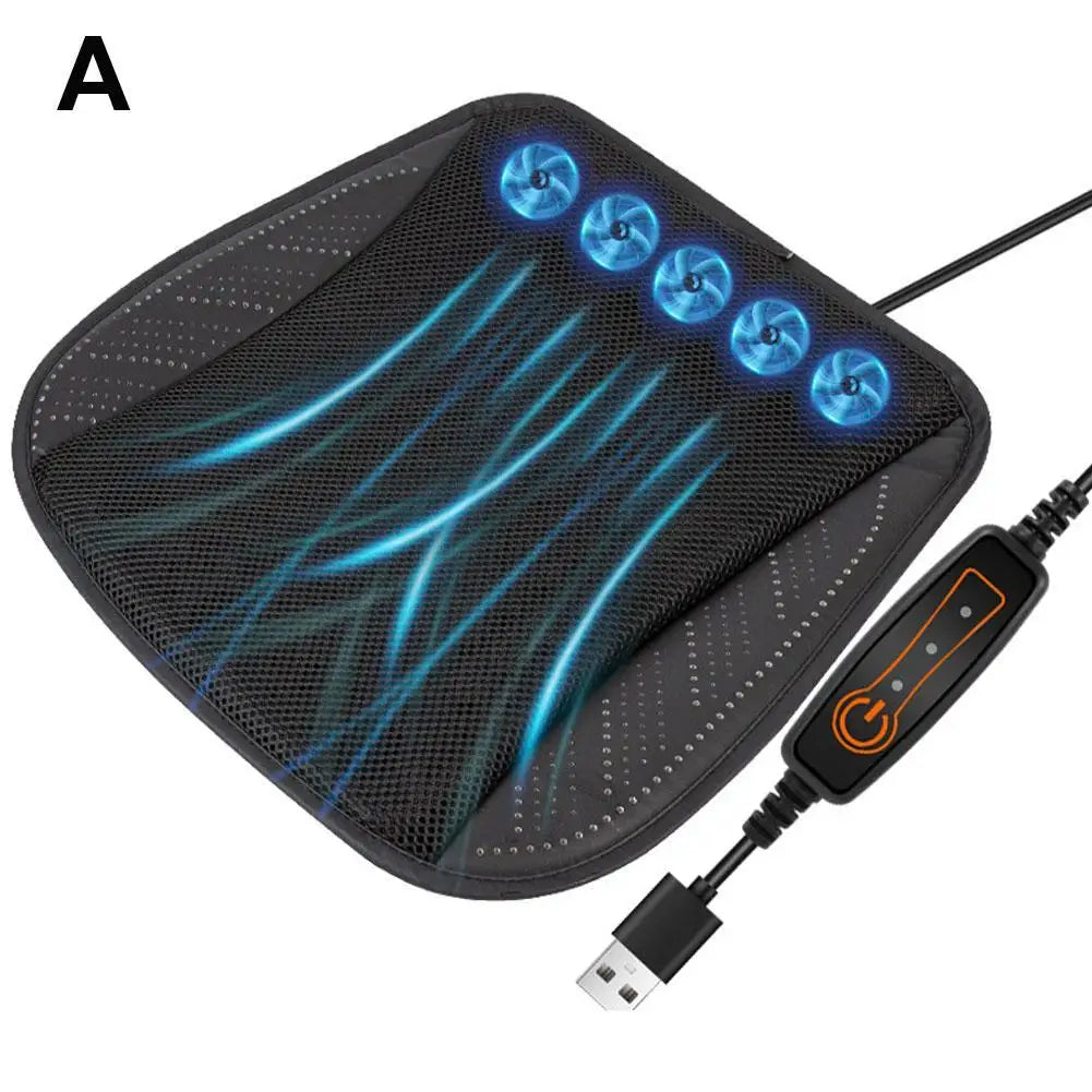 Summer Universal Car Cooling Cushion with 5/8 Fans, Three Wind Adjustment Cooled Chair Pad USB Seat Cushion Interior Accessories