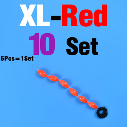 60Pcs/10Sets Fishing Float 6 In 1 String Type Seven Star Float Foam Space Bean Fishing Line Stopper Buoys Tackle Accessories
